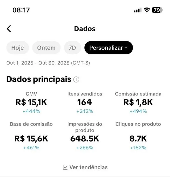 Print de comissão de live de 2 hora do aluno C